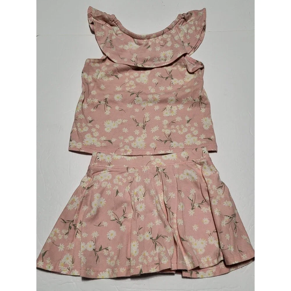(#9) The Childer's Place Girl Pink Top & Skirt Outfit Toddler 18-24 M